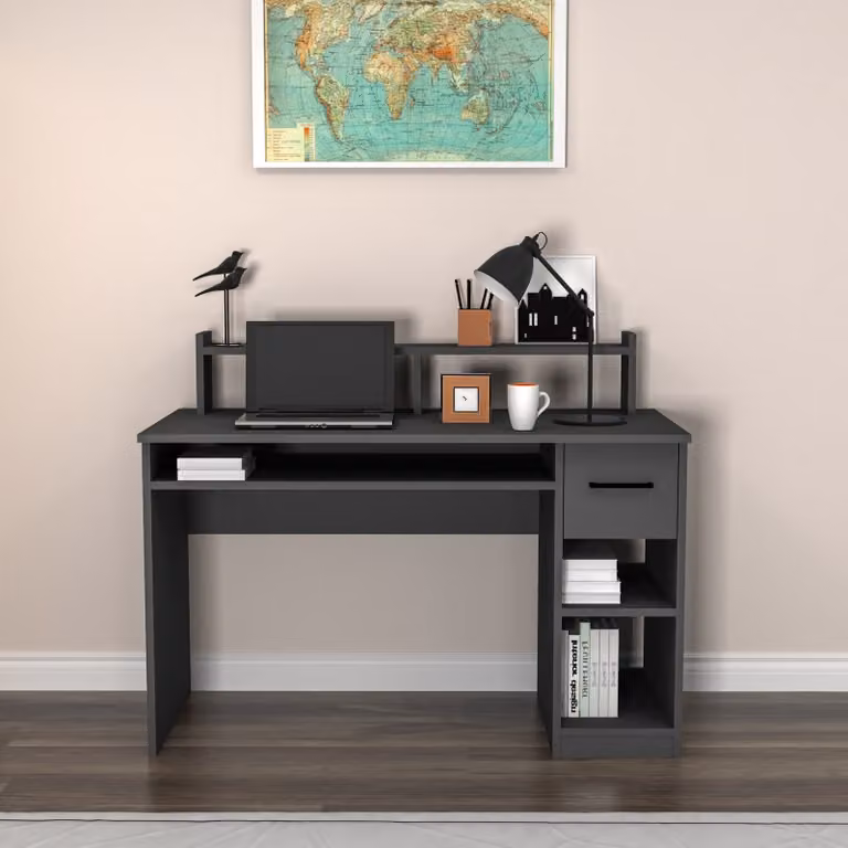 Skye Decor, Eslem - Antracite, scrivania, antracite, 100% pannelli truciolari rivestiti in melamina, 120 x 93,3 x 55 cm