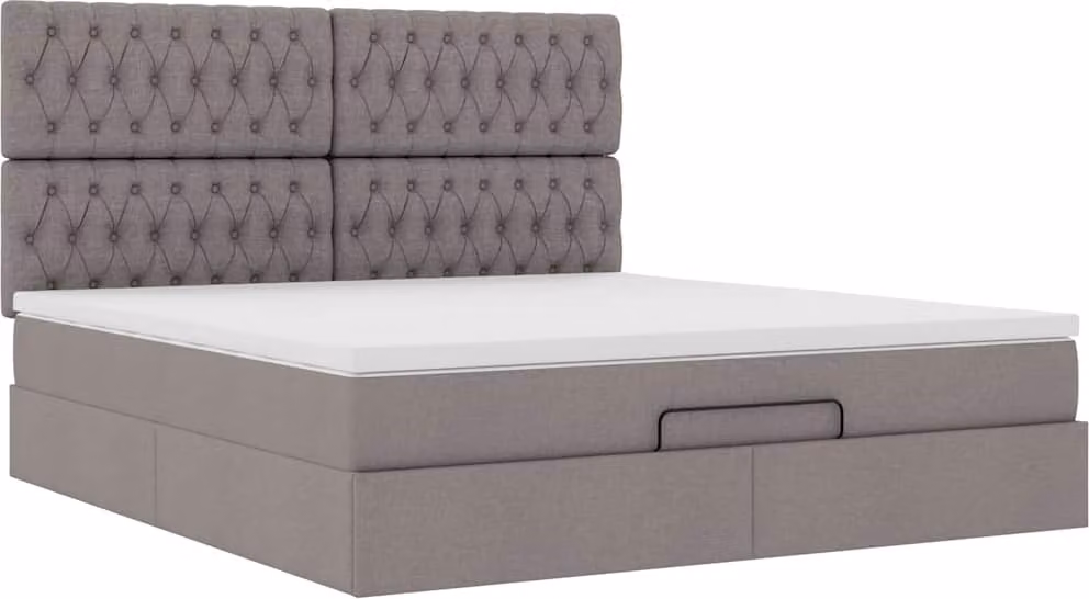 Struttura Letto Pouf con Materasso Tortora 180x200cm in Tessuto