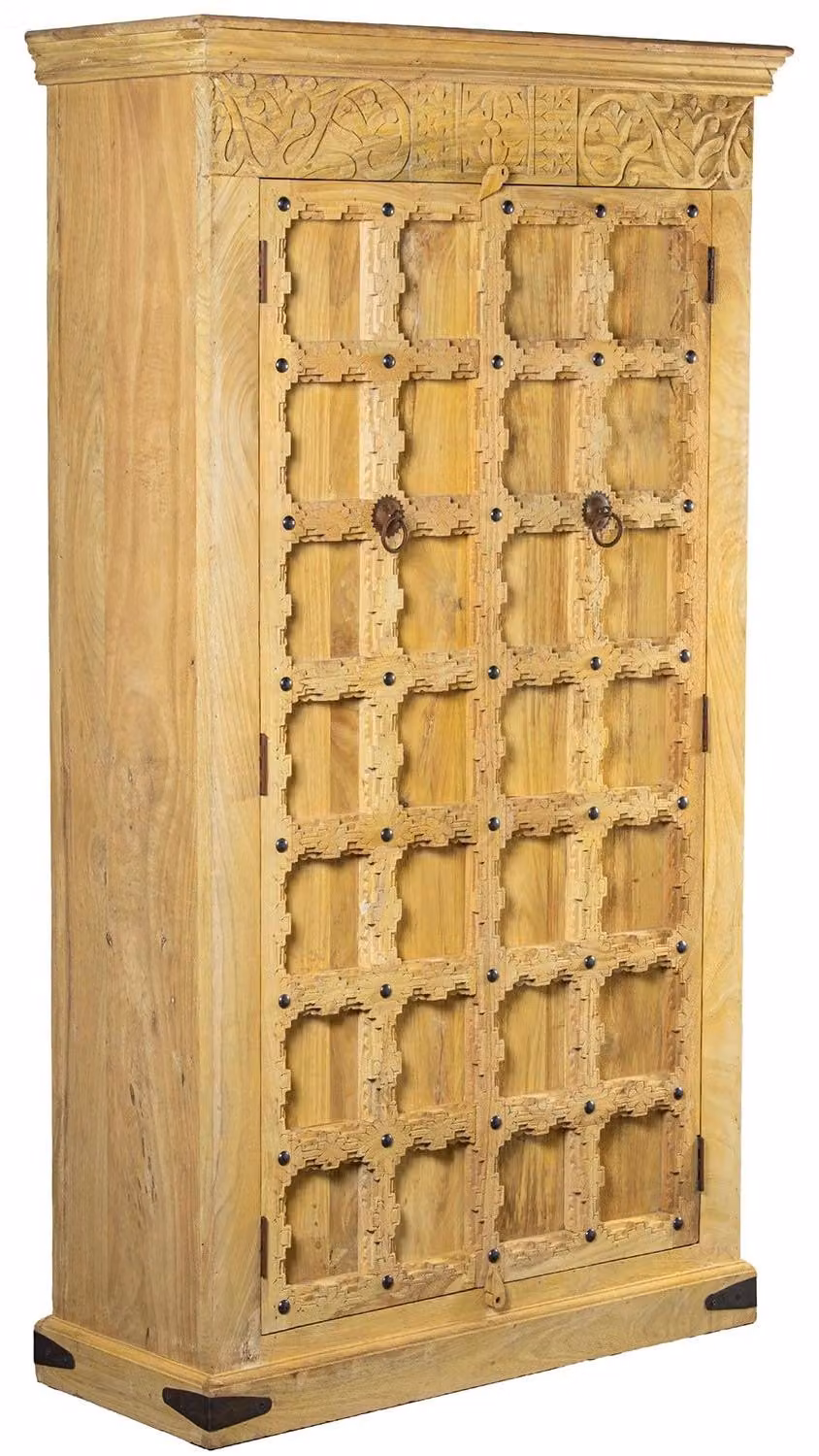 Armadio in legno con 2 ante, colore naturale, dimensioni 100x40x180 cm