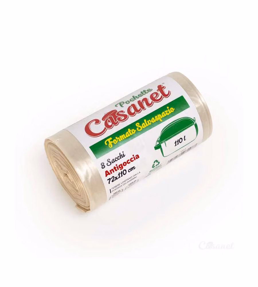 Casanet Sacchi Spazzatura Ambra 72 x 110 cm Antigoccia 110 l 8 Pezzi