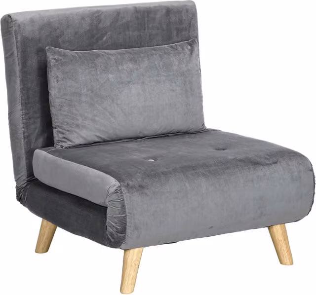 Poltrona letto reclinabile Chicfurn in velluto grigio per soggiorno