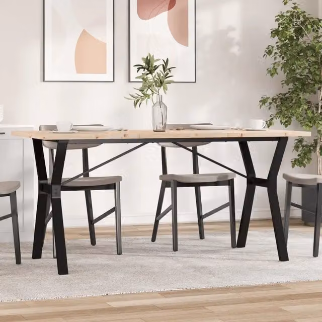 Tavolo da Pranzo Rettangolare vidaXL in Legno di Pino e Metallo Marrone L: 160 cm, P: 80 cm, H: 75,5 cm – 1