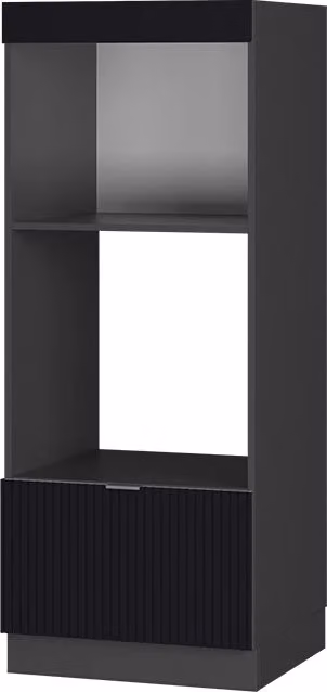 Mobile cucina microonde Fame-Line Nero rigato/Antracite 60 cm aperto Vicco