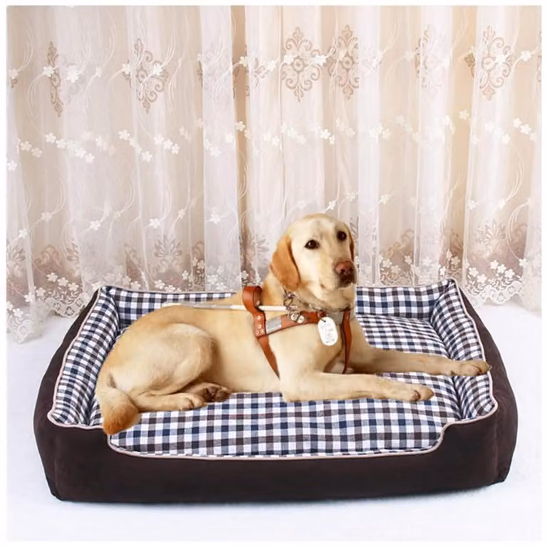Cuccia per cani con cuscino reversibile, forma rettangolare, taglia M (60x50x14,5 cm), colore caffè