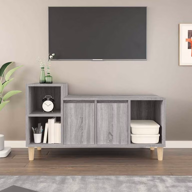 Mobile TV vidaXL in legno multistrato grigio Sonoma stile rustico L: 100 cm, P: 35 cm, H: 55 cm