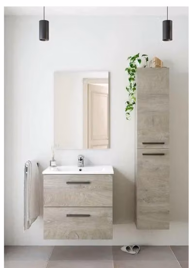 Kit Mobile Colonna Sospesa Salone Srl con 2 Ante in Rovere Alaska, L 150 cm x P 30 cm x H 25 cm – 2