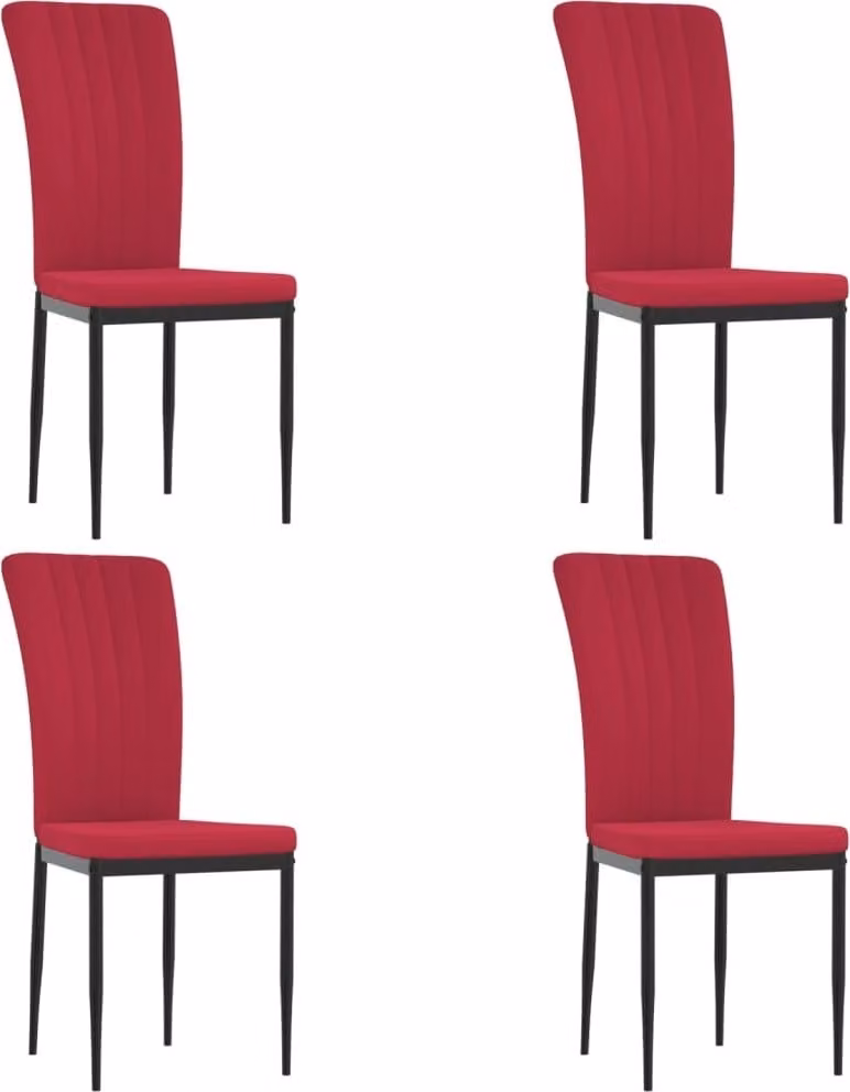 Sedie da pranzo 4 pezzi. Velluto rosso vino