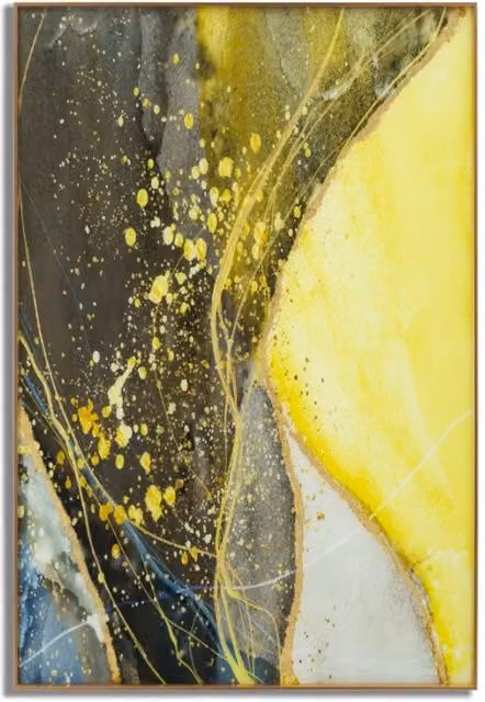 Pannello in vetro con cornice Sunny di Mauro Ferretti, design astratto multicolore oro e giallo, L 80 cm, P 3,5 cm, H 120 cm – 1