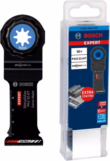 Set di 10 lame Bosch Expert MetalMax PAIZ 32 AIT con punta in carburo per metallo, colore nero
