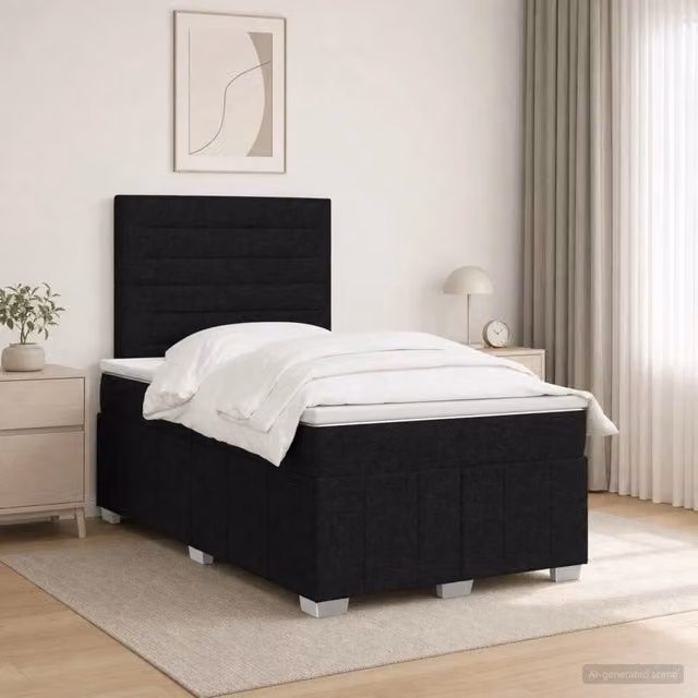 Letto Box Spring vidaXL con Materasso a Molle Pocket e Illuminazione LED, Colore Nero e Bianco, L/P: 120 x 200 cm