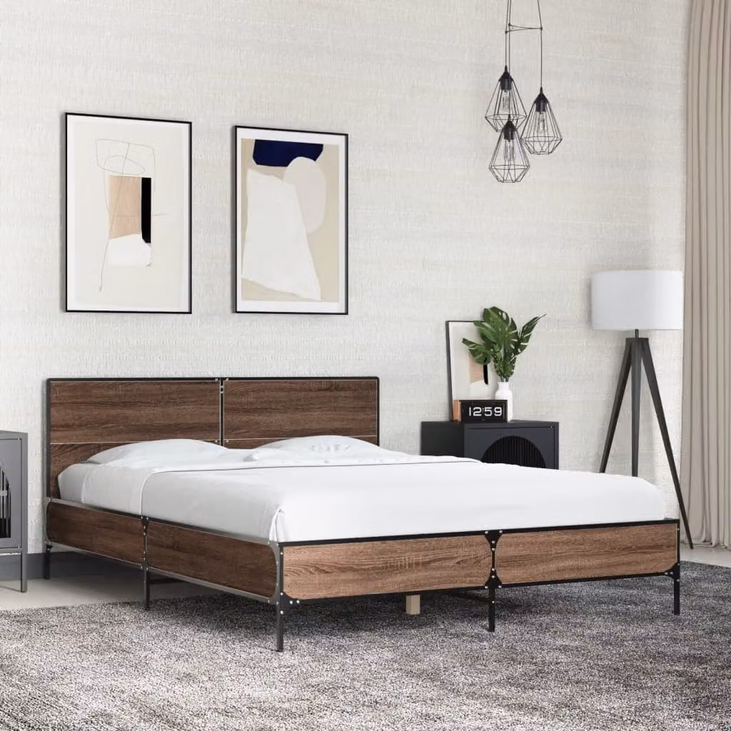 Giroletto vidaXL in legno e metallo color rovere marrone L: 138 cm, P: 193 cm, H: 80 cm