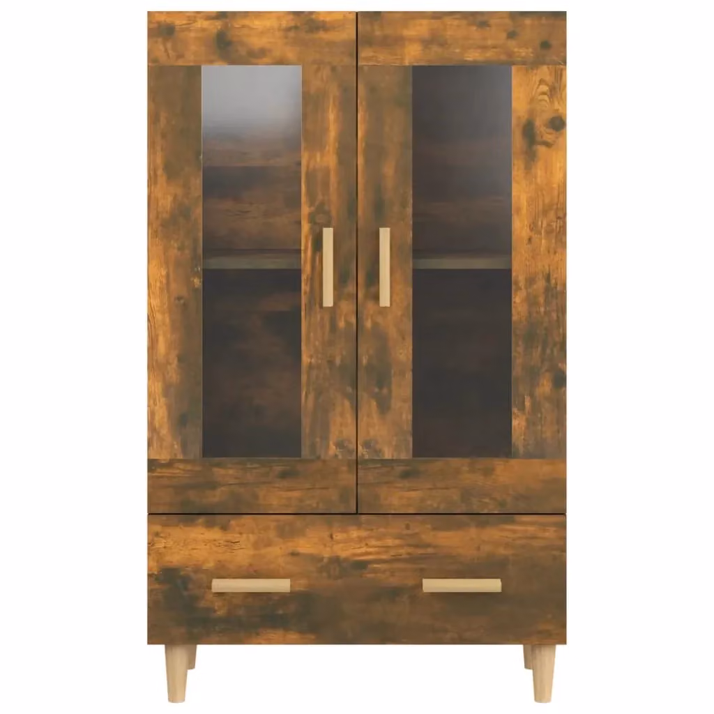 Buffet moderno in legno e vetro marrone con ante a vetro e cassetti per cucina o soggiorno L/P/H: 115 x 31 x 70 cm – 2