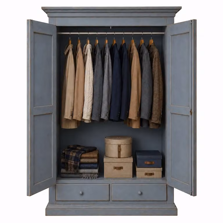 Armadio 2 porte in legno stile shabby chic azzurro Mobili 2G L/P/H: 125 x 61 x 200 cm