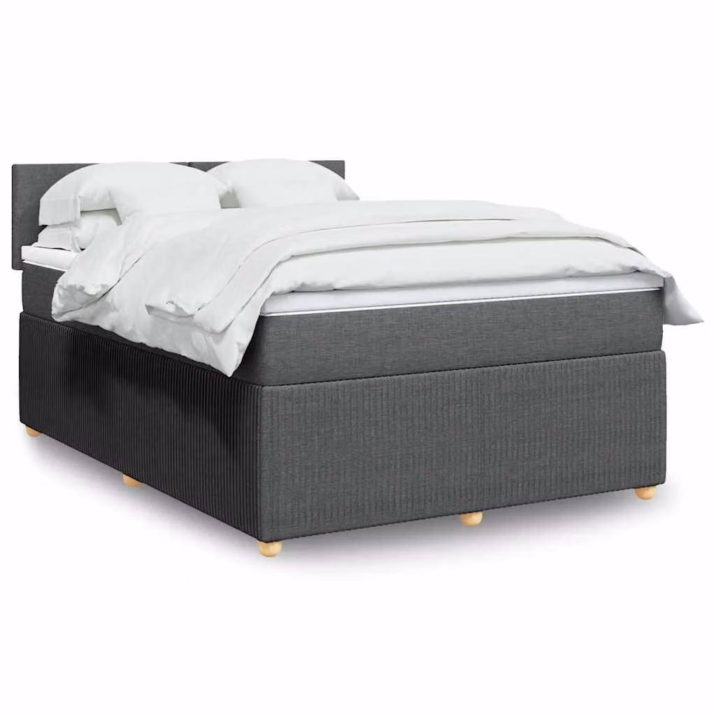 vidaXL Giroletto a Molle con Materasso Ibrido in Tessuto Grigio e Bianco, L/P/H: 140 x 200 cm