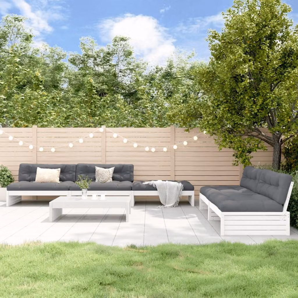 Maison Exclusive - Set Divani da Giardino 6pz con Cuscini in Legno Massello Bianco