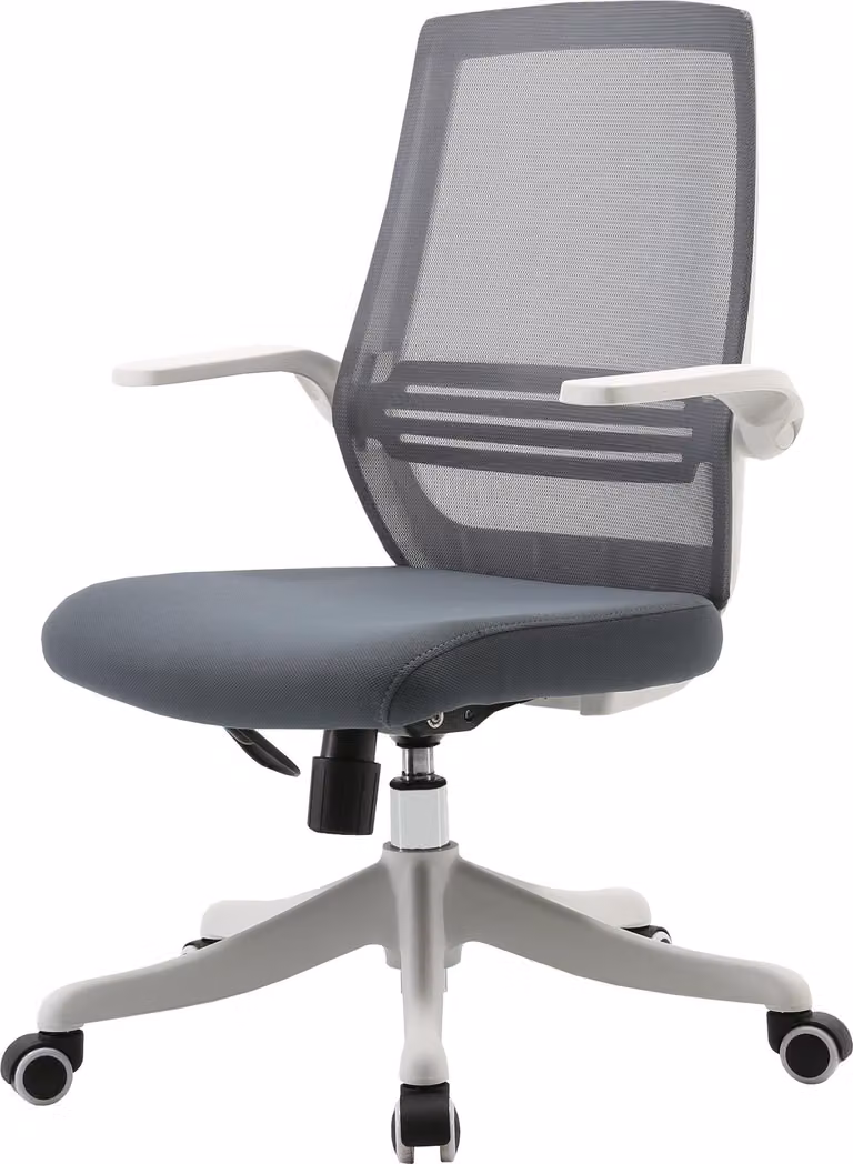 Sedia da ufficio moderna HWC-J88, sedia da scrivania, ergonomica e traspirante, supporto per la vita, bracciolo sollevabile ~ grigio