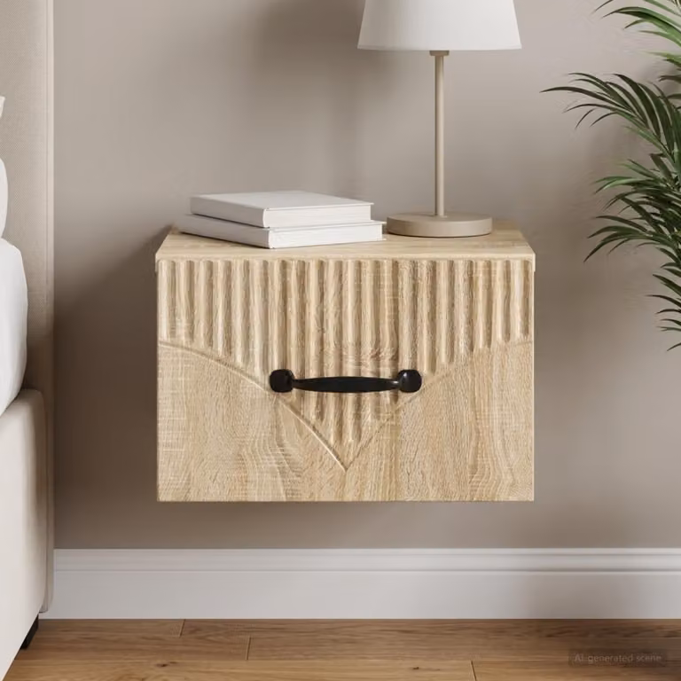 vidaXL Mobiletto da notte sospeso Rovere Sonoma L: 34,5 cm, P: 33 cm, H: 20 cm