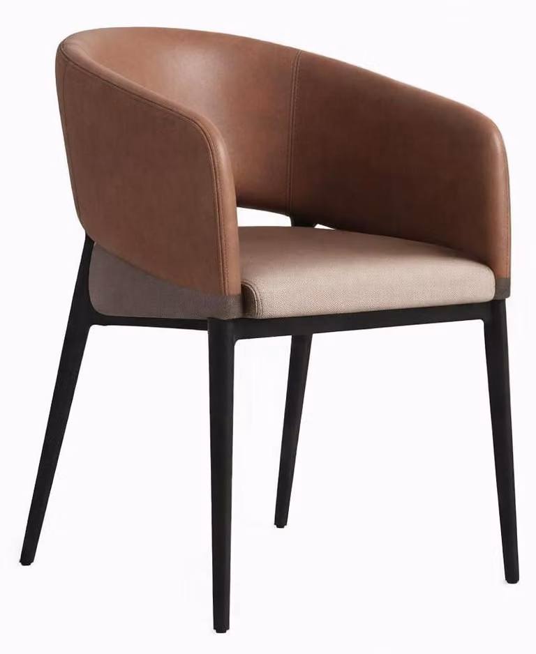 Sedia da ufficio moderna con dettagli in pelle e gambe eleganti in metallo
