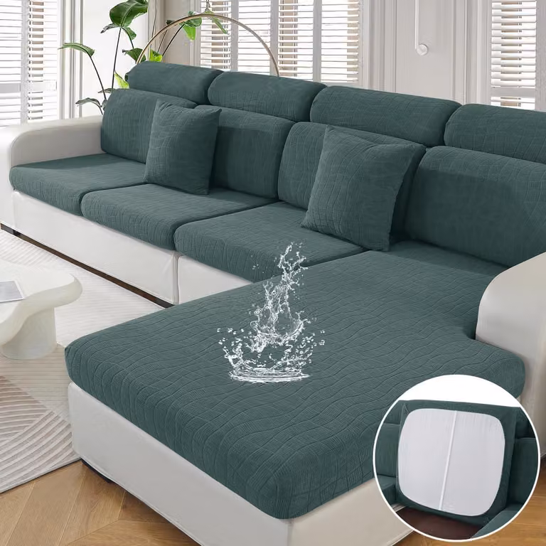 Copertura elastica impermeabile per cuscini del divano, color verde chiaro, adatta anche per chaise-longue