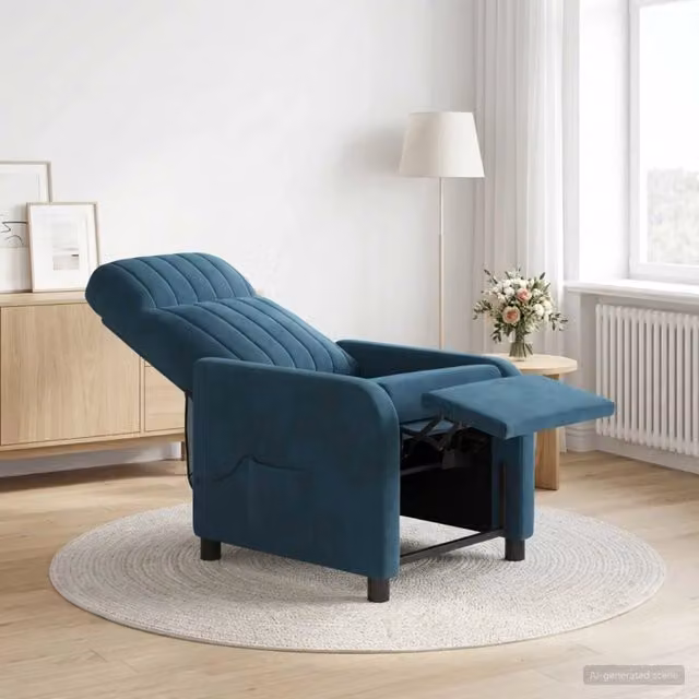 Divano Sedia-Poltrona Massaggiante Blu Velluto (V)