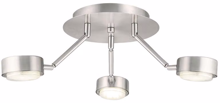 Lampada da soffitto in argento con 3 bracci mobili