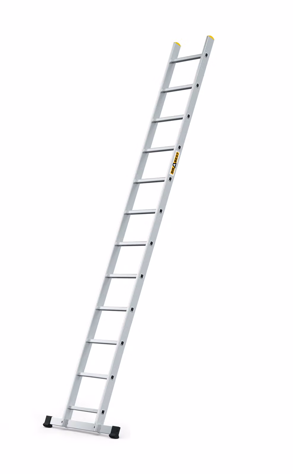 Drabest | Scala - Scala di accesso - 12 pioli - Portata 150 kg - Scala in alluminio 1x12 gradini - Scala singola professionale