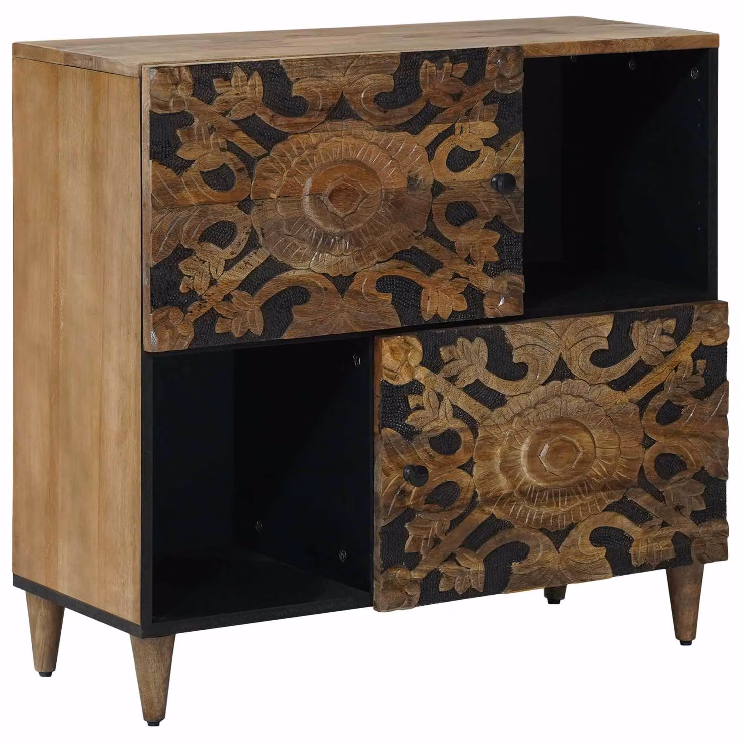 Credenza moderna vidaXL in legno di mango massello marrone L: 80 cm, P: 33 cm, H: 75 cm