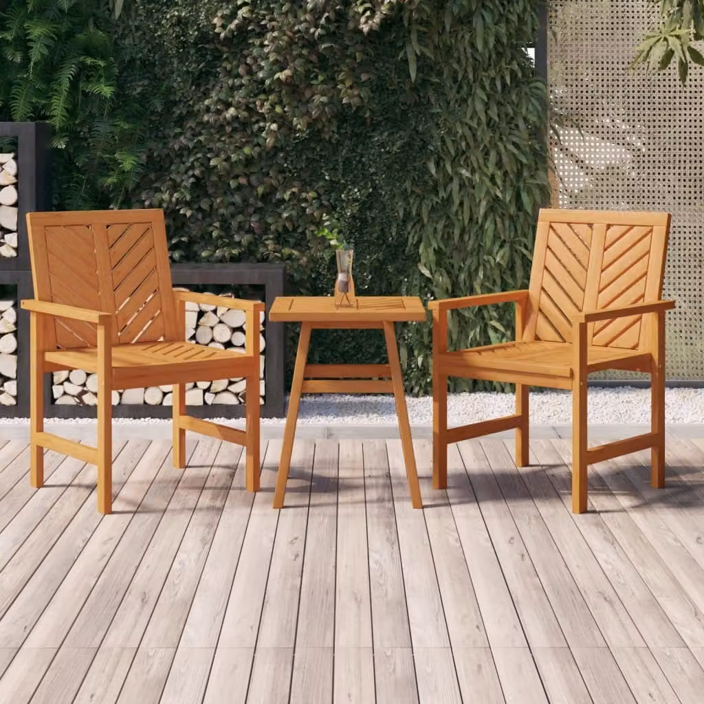 The Living Store Set da giardino 3 pz. Set salotto da giardino in legno massiccio di acacia