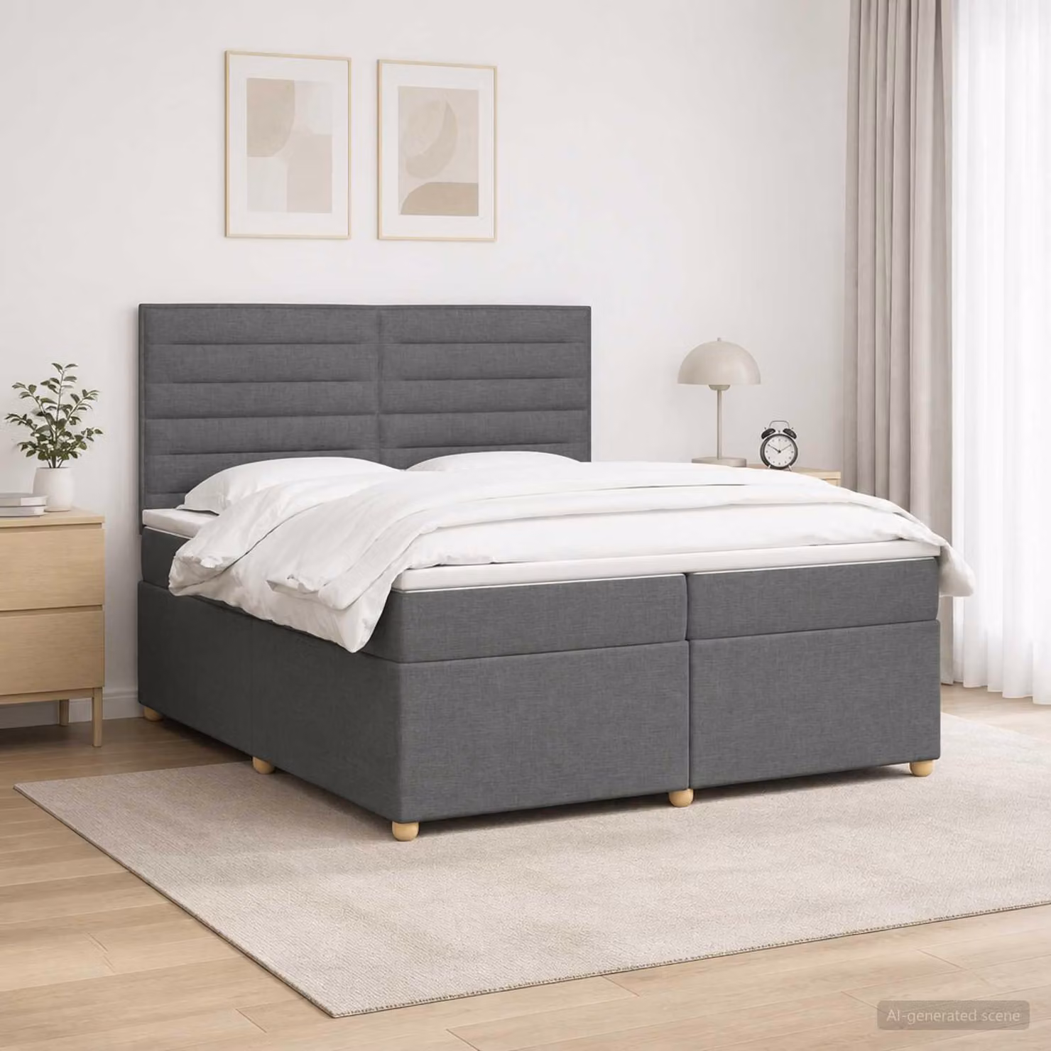 Maison Exclusive - Letto boxspring con materasso grigio scuro 200 x 200 cm Tessuto