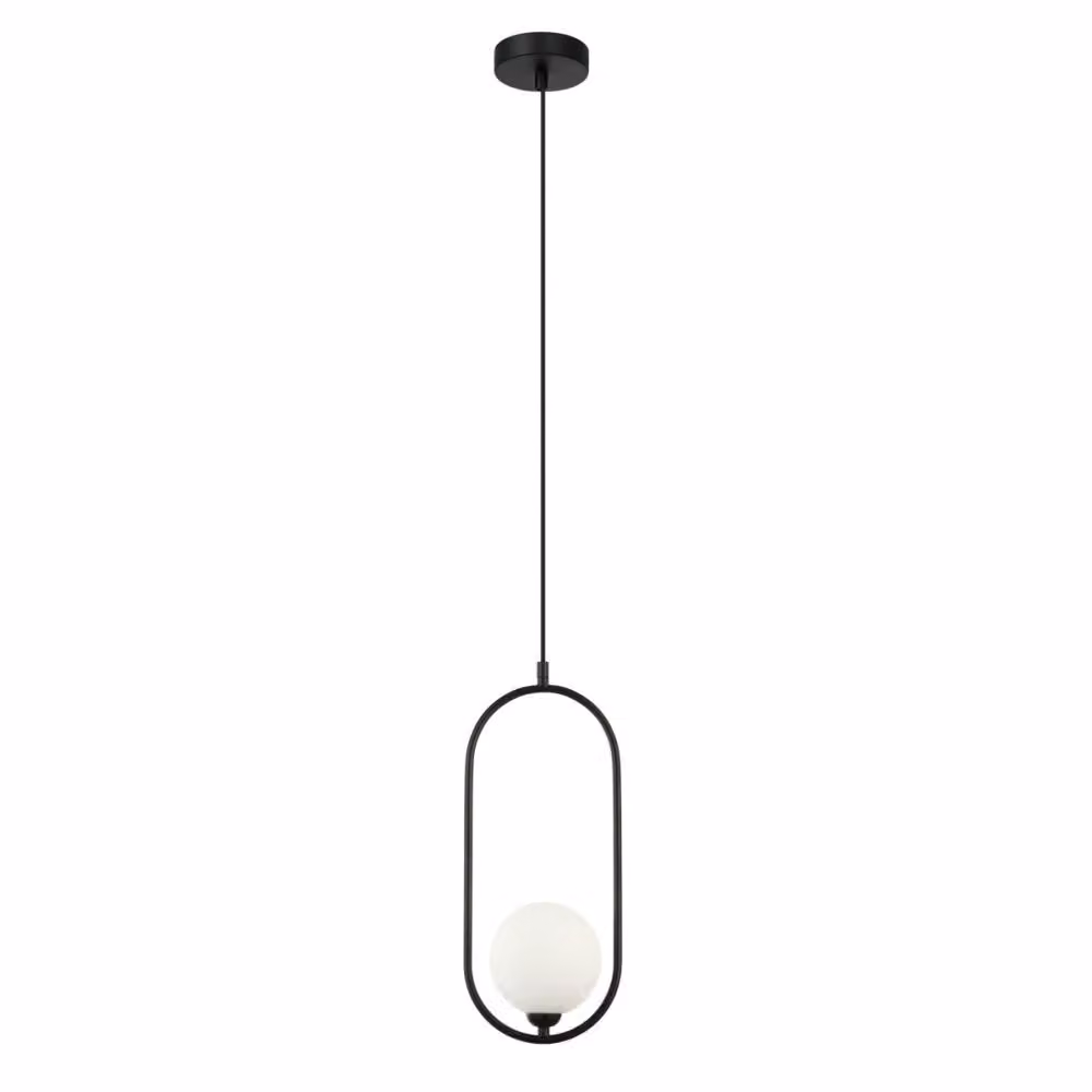LUPUS Italux lampada a sospensione a sfera in vetro nero bianco PND-3965-1-BK
