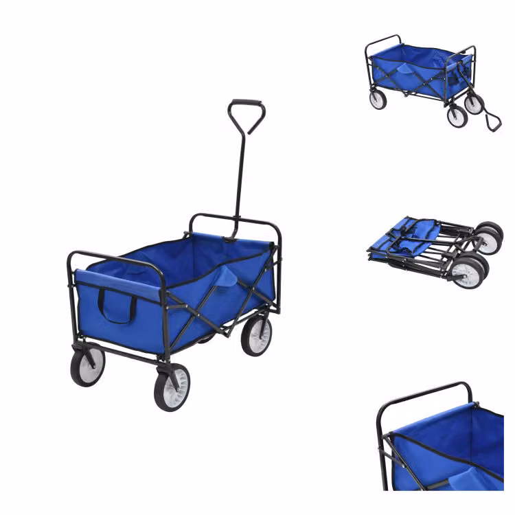 vidaXL Carrello manuale pieghevole in acciaio blu - Carrelli e carrelli a mano
