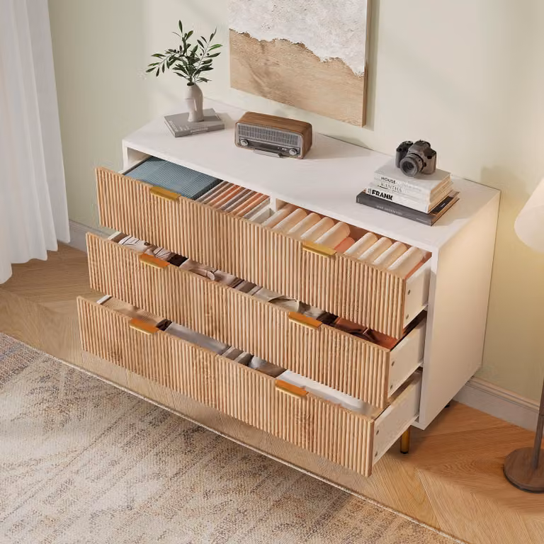 UnboxG Cassettiera a 6 cassetti 100×34×73 cm, moderno mobile contenitore per camera da letto, soggiorno o ufficio, elegante, pratico e robusto