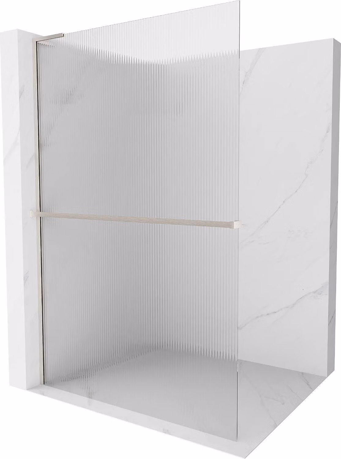 Mexen Kioto+ L parete doccia con mensola Walk-in 110 x 200 cm, righe, nichel spazzolato - 800-110-123-97-09