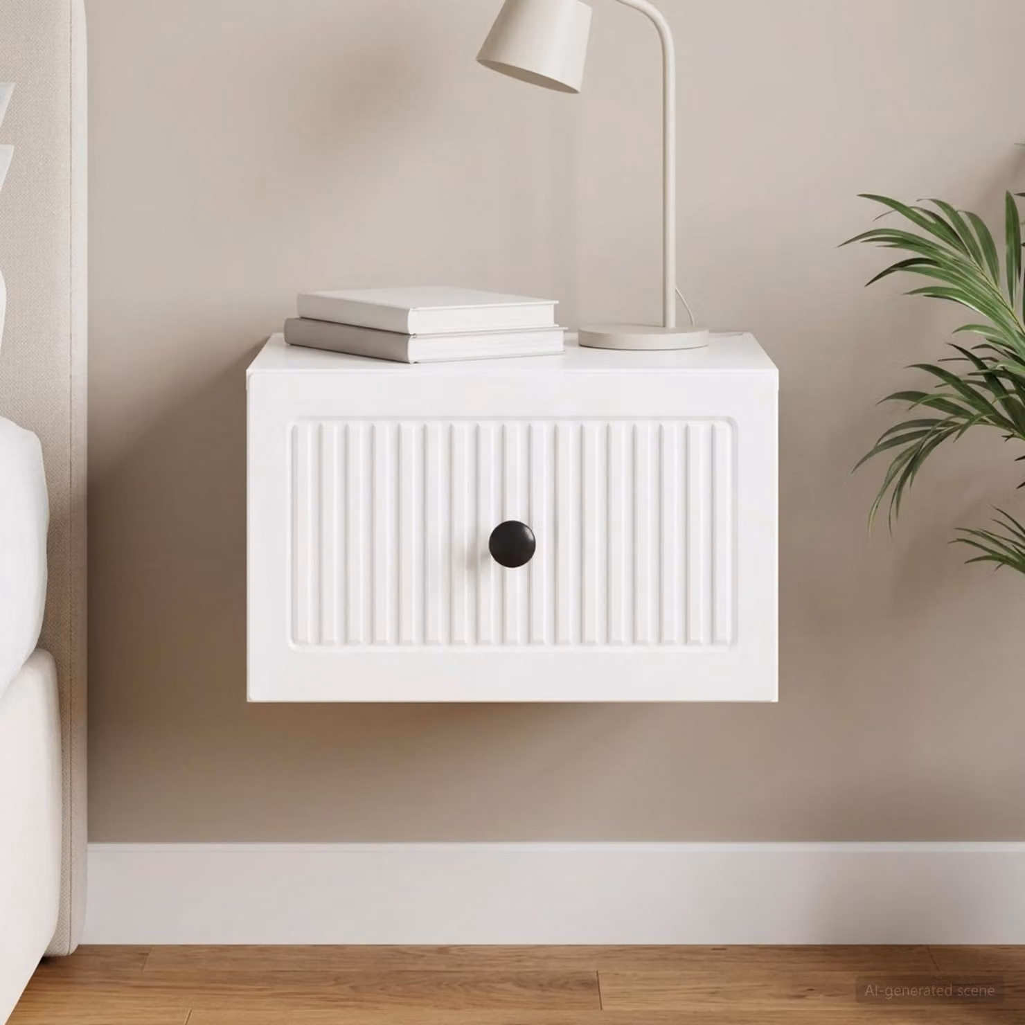 vidaXL Mobiletto da notte sospeso Bianco Lucido L: 33 cm, P: 34,5 cm, H: 20 cm