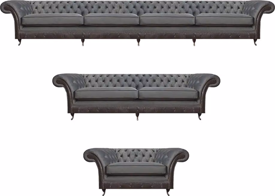 Wohnzimmer 3tlg Polstermöbel Garnitur Designer Set Sofagarnitur Chesterfield