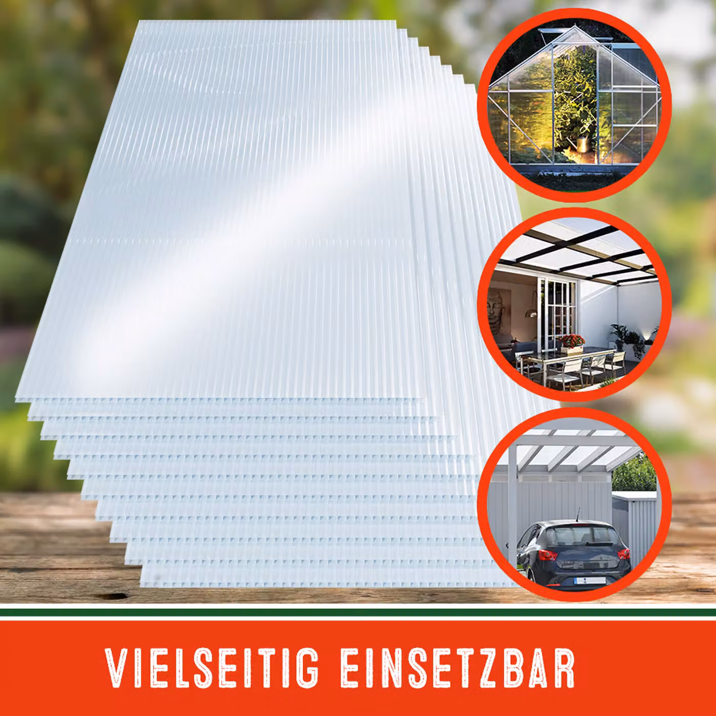 Set da 10 lastre alveolari in policarbonato Gardebruk trasparenti, spessore 6 mm, superficie totale 7,32 m² – 2