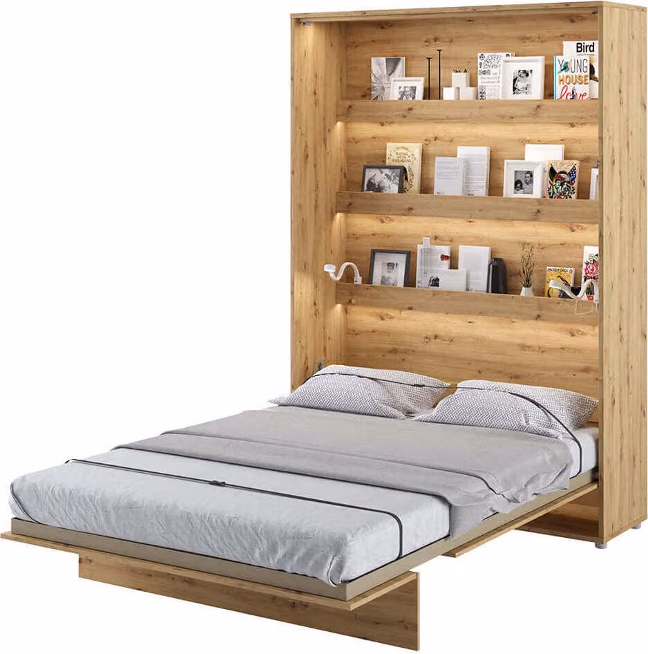 Letto a parete Armadio letto LETTO CONCEPT BC-01 Verticale 140x200 ROVERE ARTIGIANALE Letto pieghevole a parete, letto pieghevole ad armadio, armadio con letto pieghevole integrato, letto funzionale incl. rete a doghe