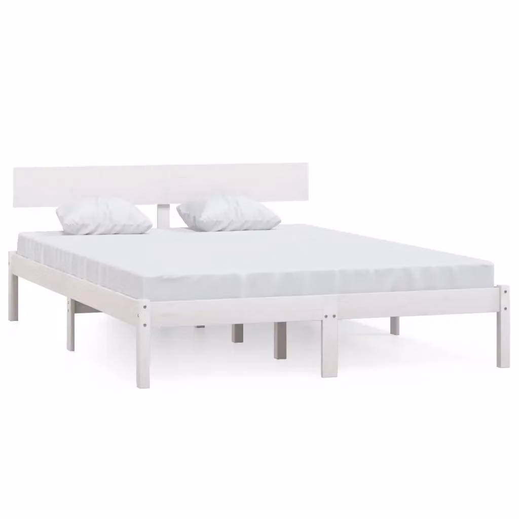 vidaXL Giroletto King Size in Legno Massello di Pino Bianco con Doghe Rigide L/P/H: 150 x 200 x 155,5 cm – 2