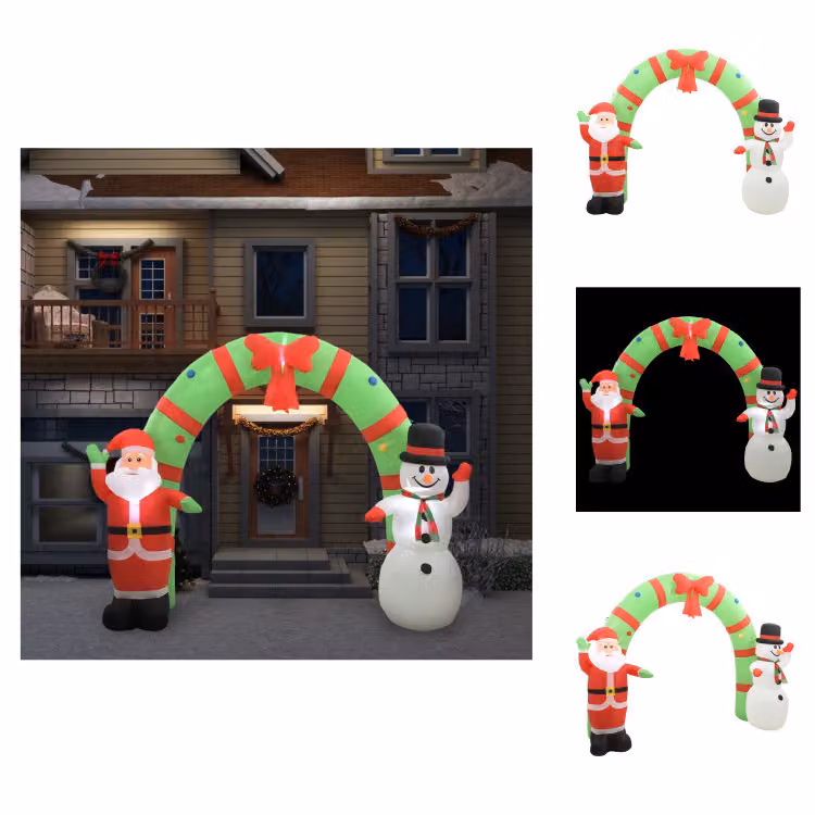 vidaXL Gonfiabile Babbo Natale e pupazzo di neve decorazione arco LED 223cm - Luci di Natale
