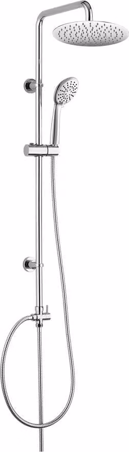 Mereo Set doccia Sonata con asta, flessibile, mano e piatto doccia rotondo, sottile, acciaio inox - CB60101SK