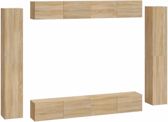 Set Mobili Porta TV 8pz | Armadietto TV | Mobile Porta TV Rovere Sonoma in Legno Multistrato