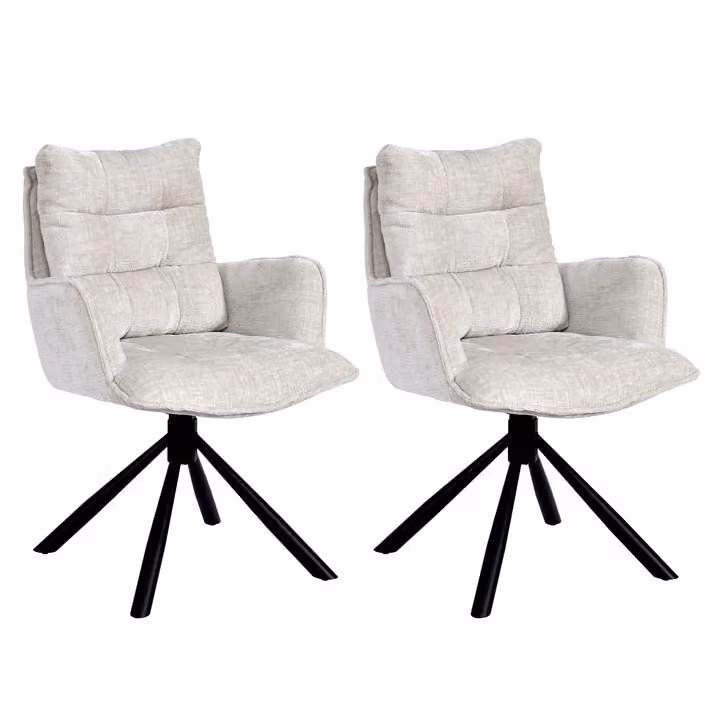 Duhome Sedia da pranzo girevole a 360° Set di 2 poltrone lounge Sedia in ciniglia con funzione di ritorno per ufficio, cucina, soggiorno, camera da letto, bianco