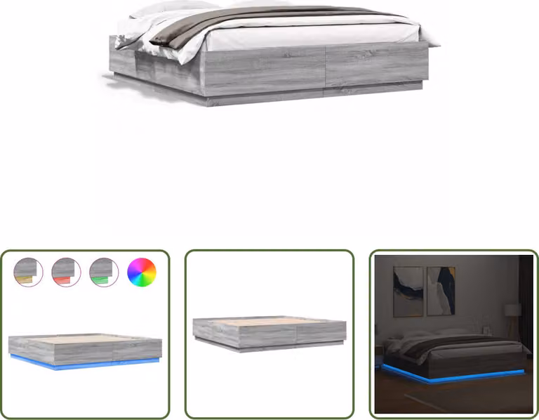 The Living Store Giroletto con LED Grigio Sonoma 200x200 cm in materiale ligneo