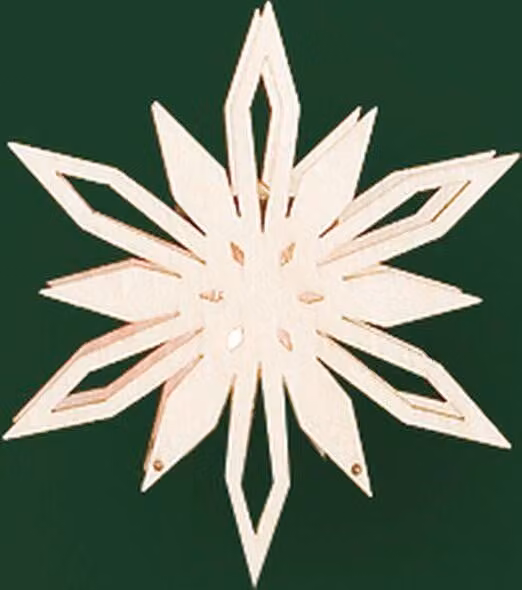 Accessori per illuminazione: Stella decorativa da applicare, con 12 punte, colore naturale, dimensioni 5,5 x 5,5 cm, NUOVA