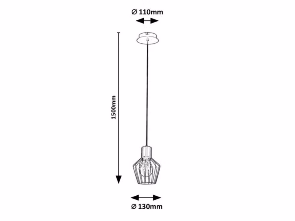 Rabalux 3539 Lampada a sospensione 1 spot Belano, E27, nero, rotondo, industriale, ø130mm