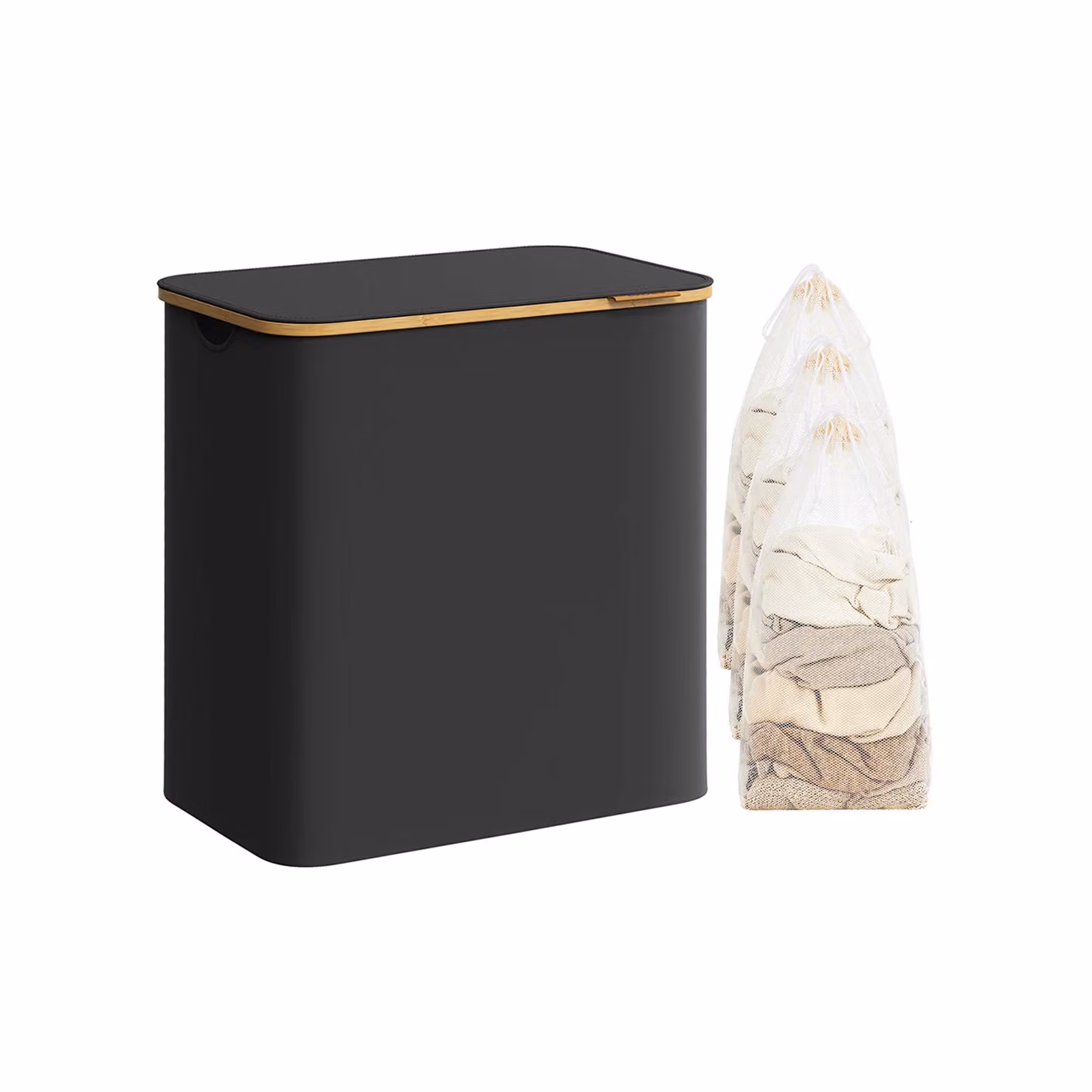 Cesto Portabiancheria con Coperchio, Nero Inchiostro / 150L (60 x 38,5 x 70,5 cm)