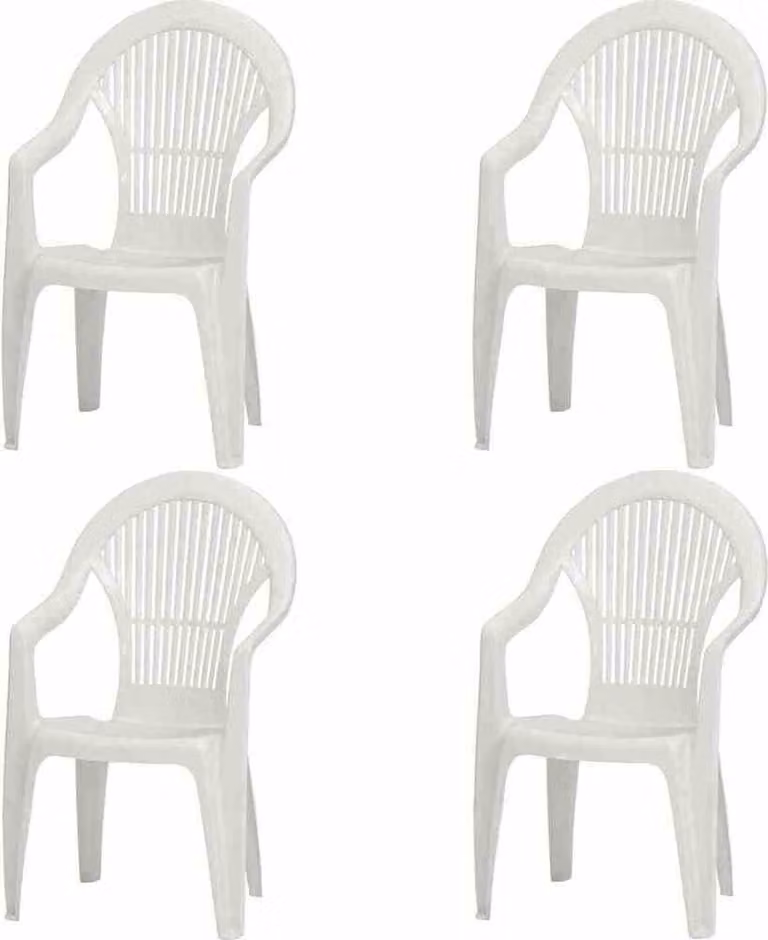 PROGARDEN Vega SET 4x sedie impilabili in plastica bianca M73540