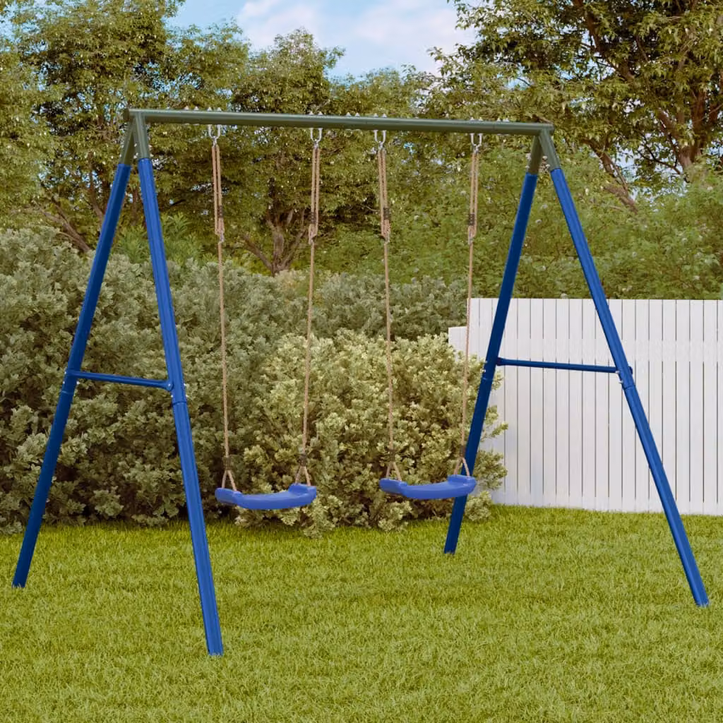 vidaXL Telaio per Altalena da Esterno in Metallo per Bambini con Altalena, L: 206 cm, A: 185 cm