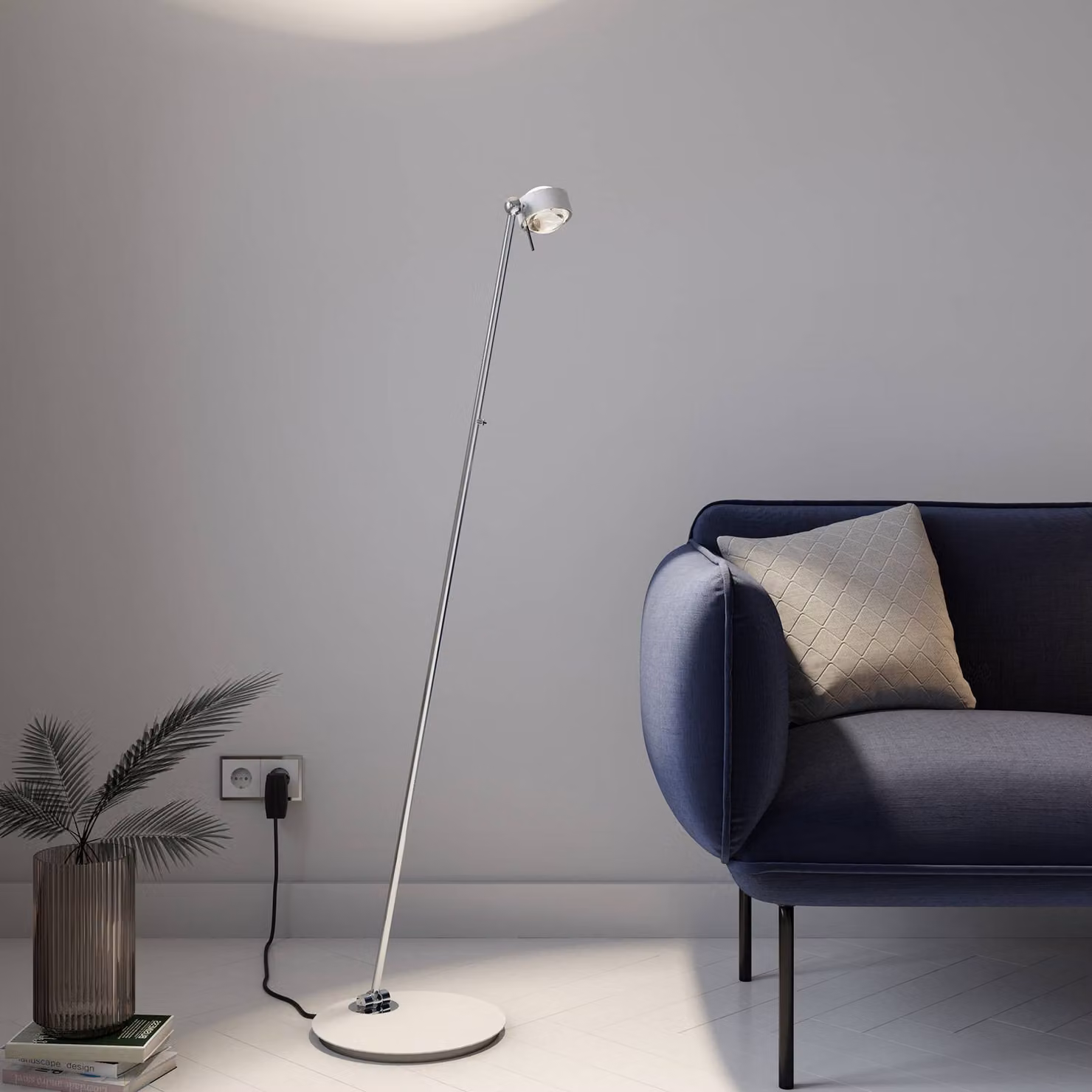 Top Light Lampada da terra a LED Puk Mini Floor Single, dimmerabile, Cromo / Argento, Soggiorno / Sala da pranzo, Metallo, Design, Lampada LED da terra