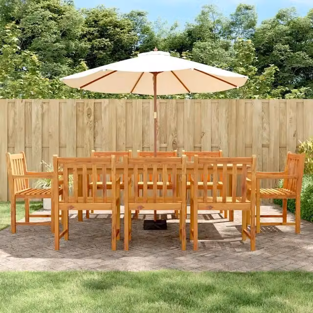 Set da pranzo da giardino vidaXL in legno di acacia marrone, 9 pezzi – 1
